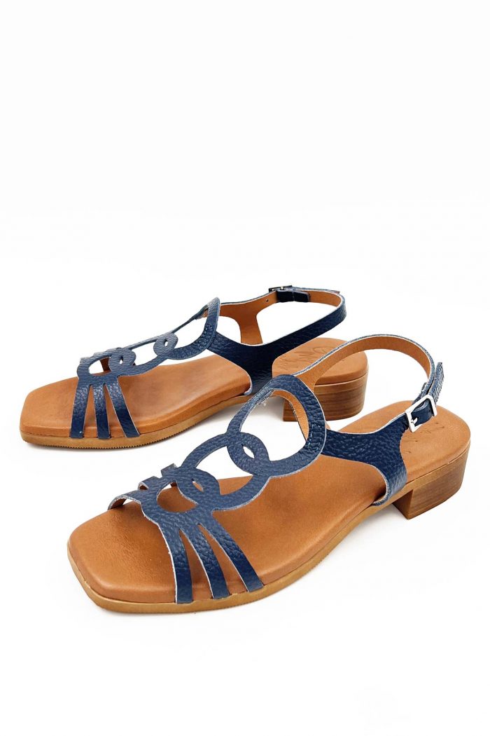 OH MY SANDALS NAVY BLUE SMALL HEEL SANDALS