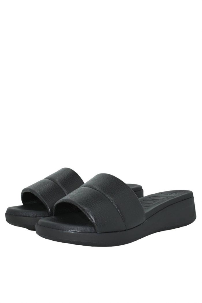 OH MY SANDALS BLACK LOW WEDGES MULES