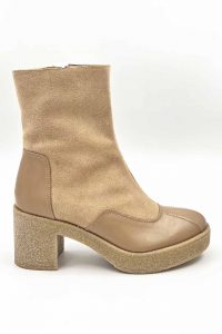 DORE BEIGE SUEDE AND LEATHER SHORT BOOTS