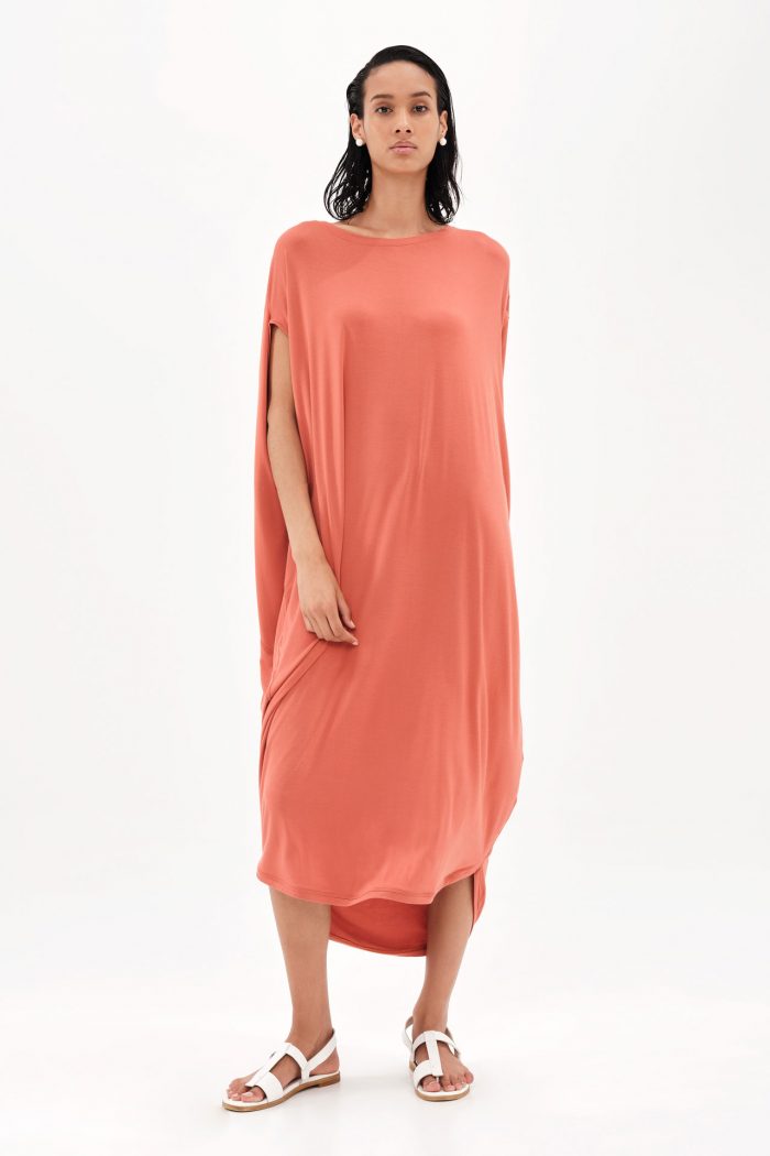 IOANNA KOURBELA 'COMFY DIRECTIONS' HYPNOTIC ROSE FULL-MOON DRESS WITH CUT DESIGN AT THE BACK