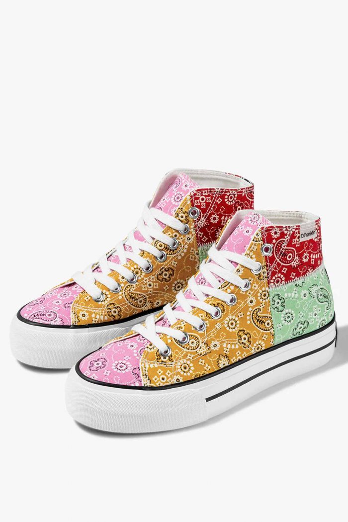D.FRANKLIN ONE WAY PATCHWORK PAISLEY HI-TOP SNEAKERS