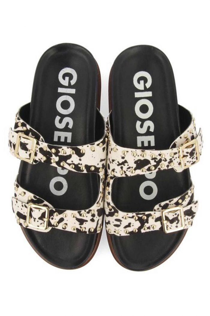 GIOSEPPO 'GREELEY' COW PRINT BIO LEATHER SANDALS
