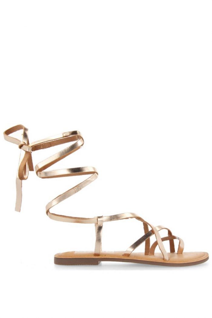 GIOSEPPO 'LUSSAT' GOLD LEATHER ROMAN-STYLE SANDALS