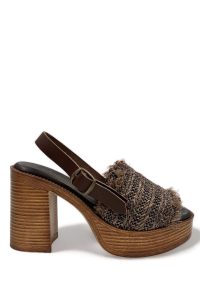 SHE BY SHE BROWN LEATHER AND WICKER HEELS