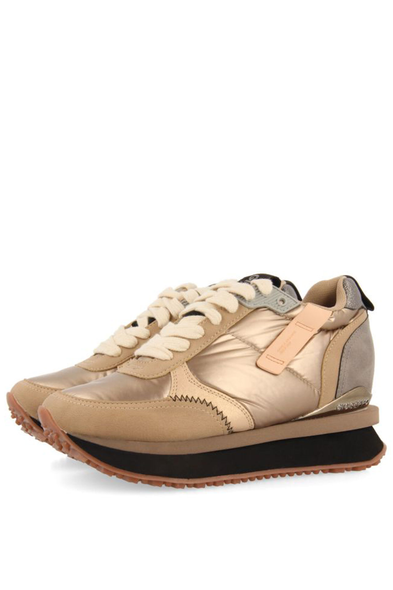 GIOSEPPO ANIF CUSHIONED GOLD SNEAKERS WITH INNER WEDGES