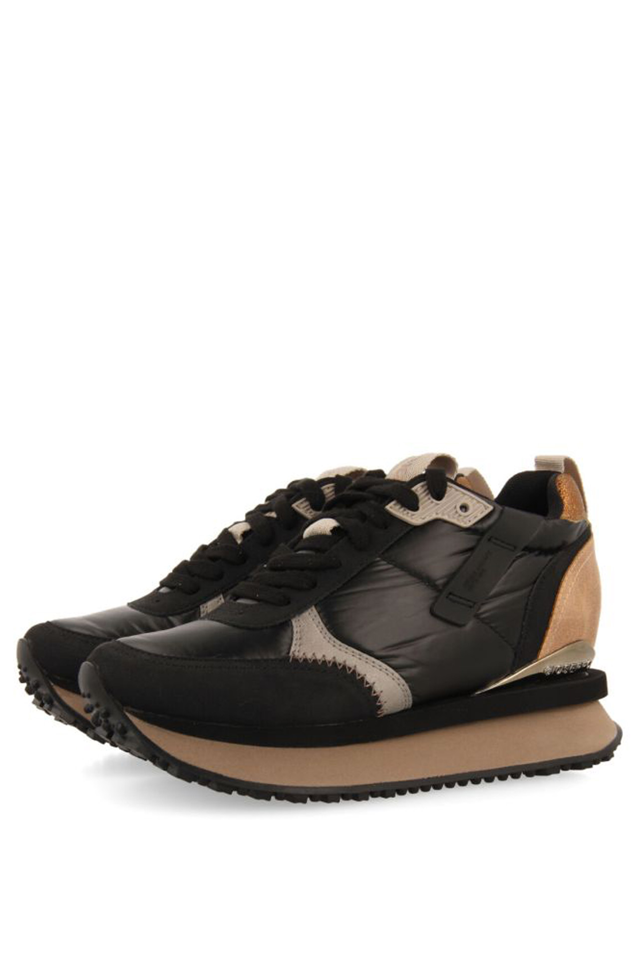 GIOSEPPO ANIF CUSHIONED BLACK SNEAKERS WITH INNER WEDGES