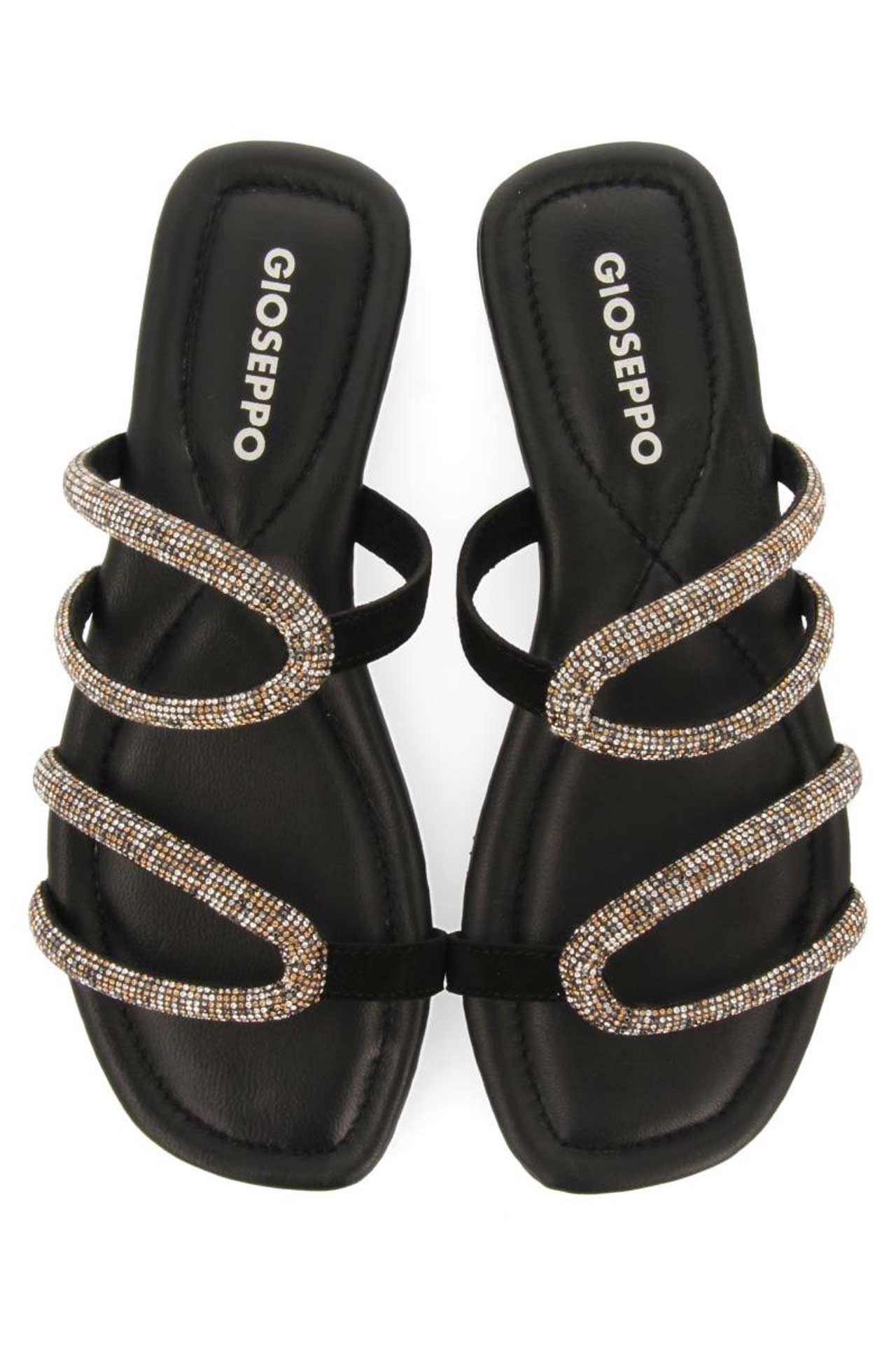 GIOSEPPO BONIFAY BLACK LEATHER SANDALS WITH STRAPS AND EMBELLISHMENTS