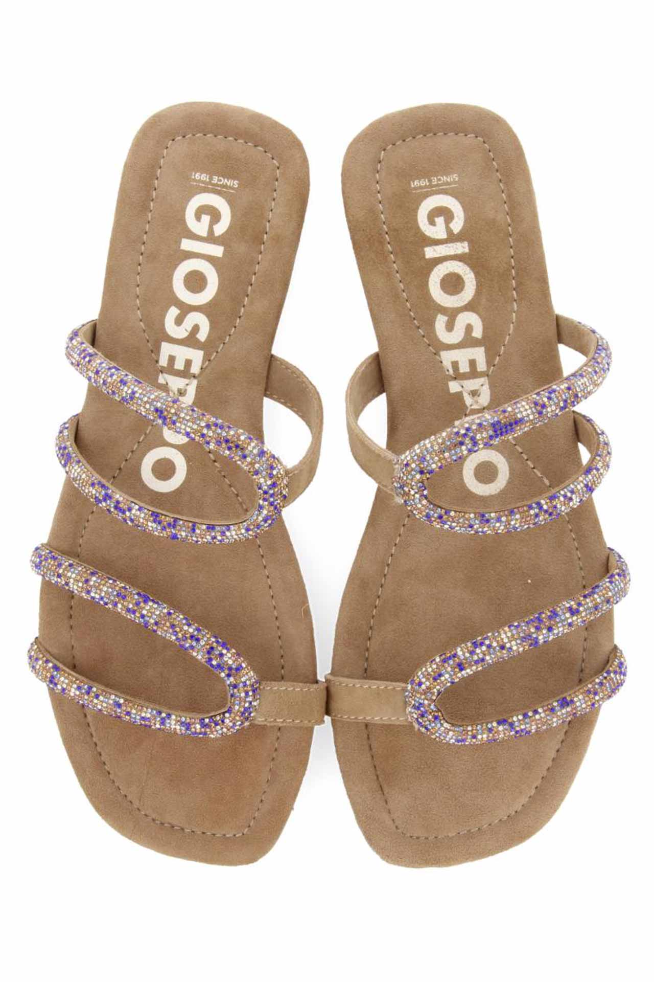 GIOSEPPO TEMELEC TAUPE SANDALS WITH STRAPS AND EMBELLISHMENTS
