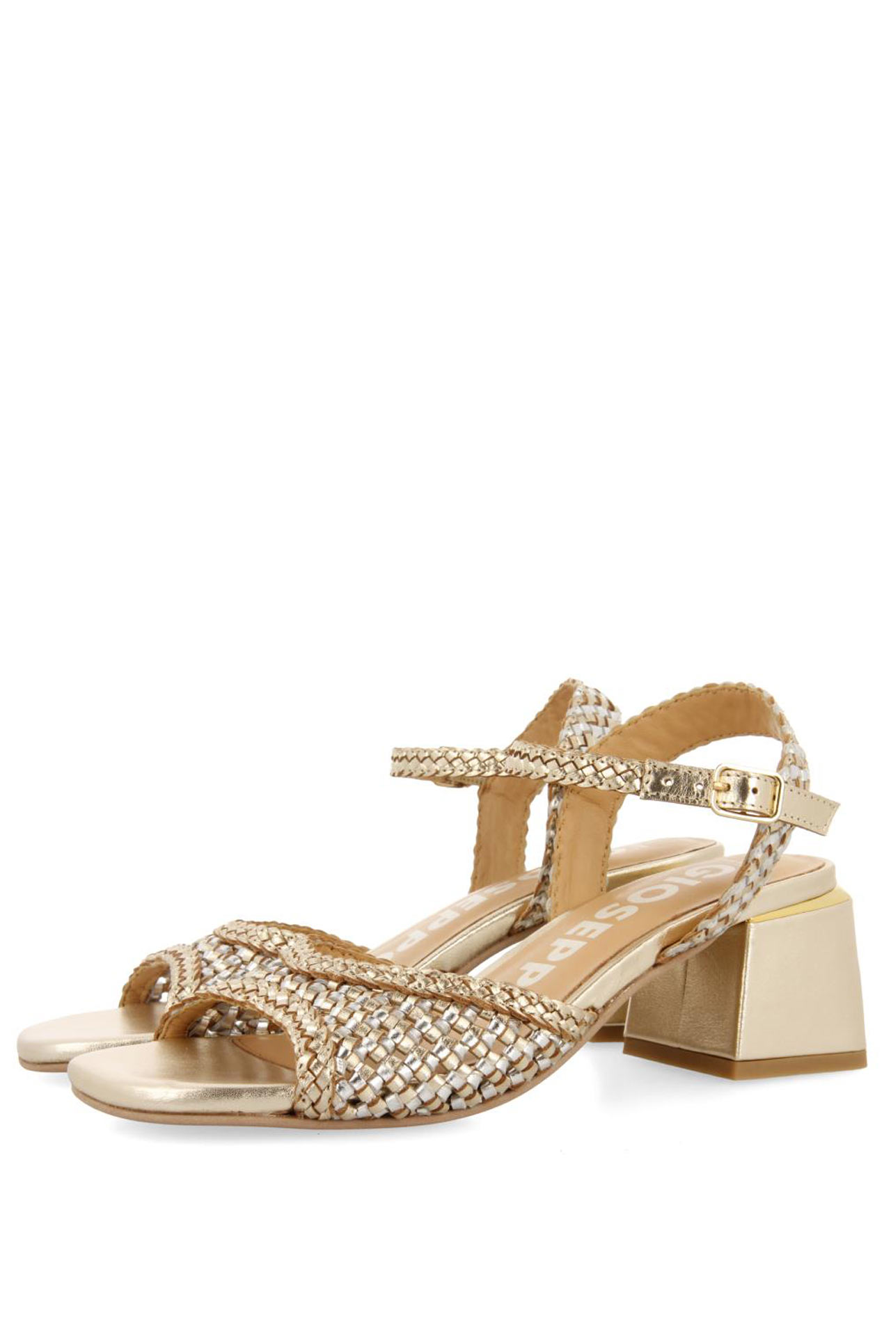 GIOSEPPO LADOCK HEEL SANDALS WITH TWO-TONE BRAIDED VAMP